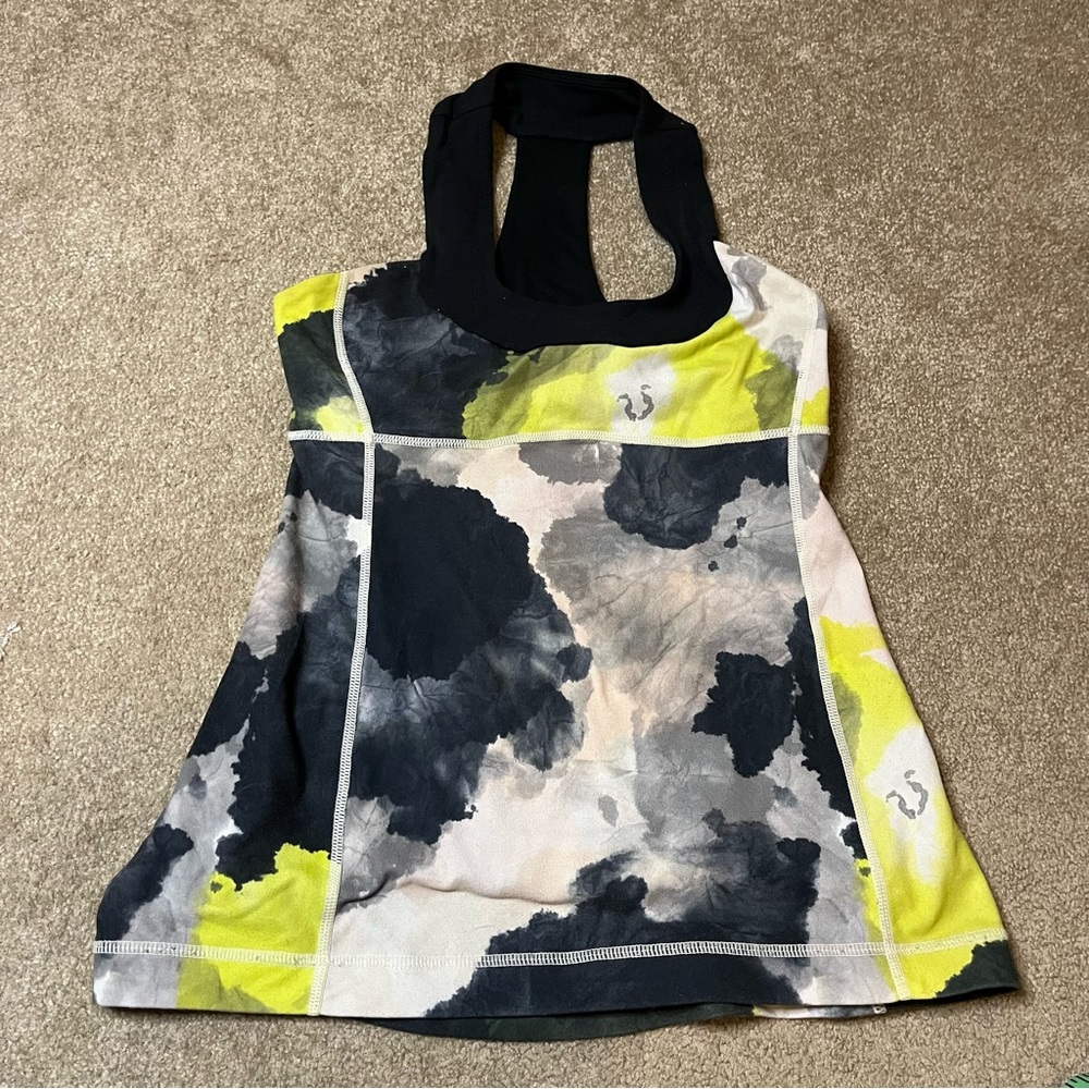 Lululemon Halter Top Sports Active Colourful Sleeveless Built-in Bra Size small